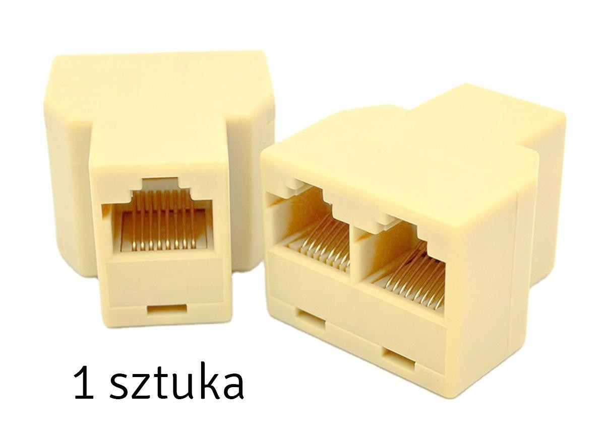 Splitter cabluri retea RJ45, 2 porturi, pini placati cu aur, 3,3 x 2,4 x 3cm, bej - imagine 5